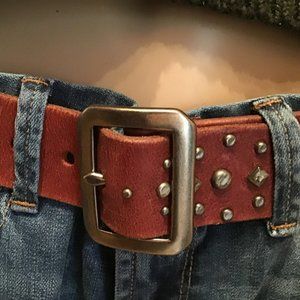Lucky Brand Genuine Leather & Shell Grommet Belt